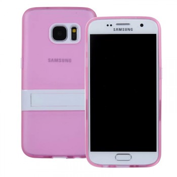 Двухкомпонентный силиконовый чехол с пластиковым бампером-подставкой для Samsung Galaxy S7 Розовый