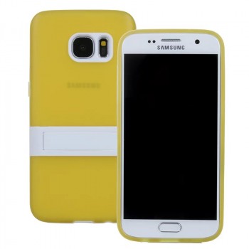Двухкомпонентный силиконовый чехол с пластиковым бампером-подставкой для Samsung Galaxy S7 Желтый