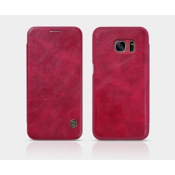 Чехол флип на пластиковой основе с отделением для карты текстура Кожа для Samsung Galaxy S7 Красный