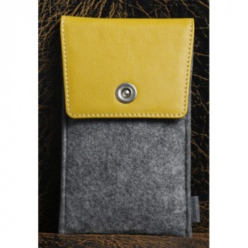 Войлочный мешок с кожаной отделкой и отделением для карт для Samsung Galaxy S7 Желтый