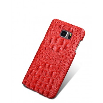 Кожаный чехол накладка (нат. кожа крокодила) для Samsung Galaxy S7 Красный