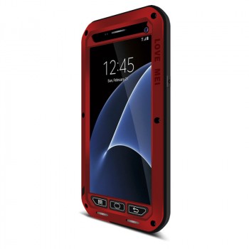 Эксклюзивный многомодульный ультрапротекторный пылевлагозащищенный ударостойкий чехол алюминиевый сплав/силиконовый полимер с закаленным защитным стеклом для Samsung Galaxy S7 Красный