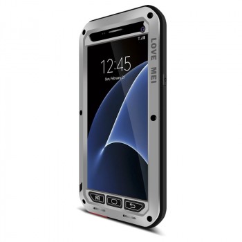 Эксклюзивный многомодульный ультрапротекторный пылевлагозащищенный ударостойкий чехол алюминиевый сплав/силиконовый полимер с закаленным защитным стеклом для Samsung Galaxy S7 Серый