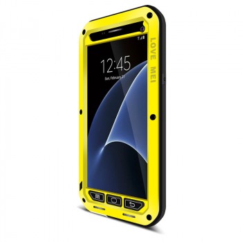 Эксклюзивный многомодульный ультрапротекторный пылевлагозащищенный ударостойкий чехол алюминиевый сплав/силиконовый полимер с закаленным защитным стеклом для Samsung Galaxy S7 Желтый