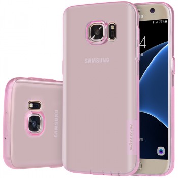 Силиконовый матовый полупрозрачный чехол повышенной ударостойкости для Samsung Galaxy S7 Розовый