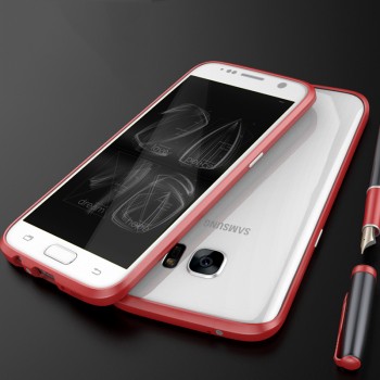 Металлический округлый премиум бампер винтового типа для Samsung Galaxy S7 Красный