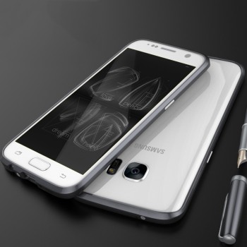 Металлический округлый премиум бампер винтового типа для Samsung Galaxy S7 Черный