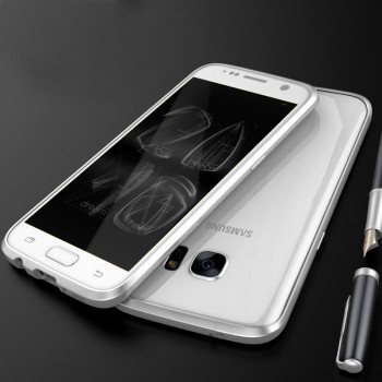 Металлический округлый премиум бампер винтового типа для Samsung Galaxy S7 Белый