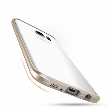 Металлический округлый премиум бампер винтового типа для Samsung Galaxy S7 Бежевый