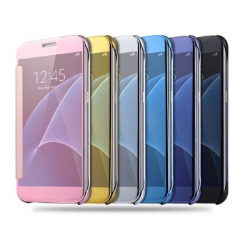 Двухмодульный пластиковый чехол флип с полупрозрачной крышкой с зеркальным покрытием для Samsung Galaxy S7