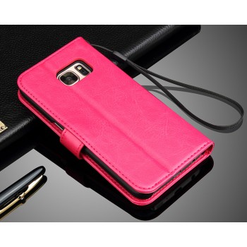 Глянцевый чехол портмоне подставка с защелкой для Samsung Galaxy S7 Розовый