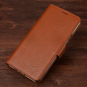 Кожаный чехол портмоне горизонтальная книжка (нат. кожа) с крепежной застежкой для Samsung Galaxy S7