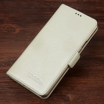 Кожаный чехол портмоне горизонтальная книжка (нат. кожа) с крепежной застежкой для Samsung Galaxy S7 Белый