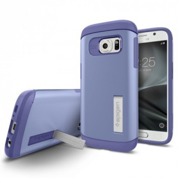 Двухкомпонентный силиконовый премиум чехол с пластиковым бампером-подставкой для Samsung Galaxy S7 Edge Синий