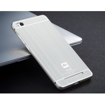 Двухкомпонентный чехол с металлическим бампером и поликарбонатной накладкой текстура Металл для Xiaomi RedMi 3 Серый