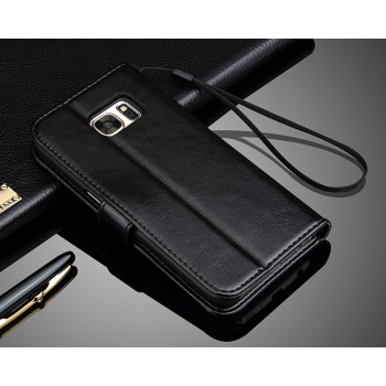 Глянцевый чехол портмоне подставка с защелкой для Samsung Galaxy S7 Edge Черный