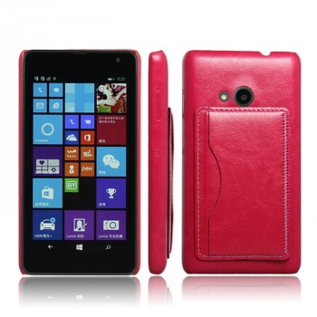 Дизайнерский чехол накладка с отделениями для карт и подставкой для Microsoft Lumia 535 Красный