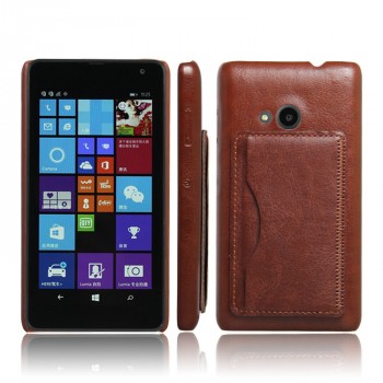 Дизайнерский чехол накладка с отделениями для карт и подставкой для Microsoft Lumia 535 Коричневый