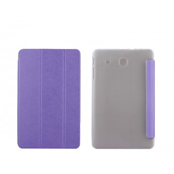 Текстурный чехол флип подставка сегментарный на пластиковой полупрозрачной основе для Samsung Galaxy Tab E 9.6 Фиолетовый