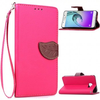 Текстурный чехол портмоне с дизайнерской застежкой для Samsung Galaxy A3 (2016) Розовый