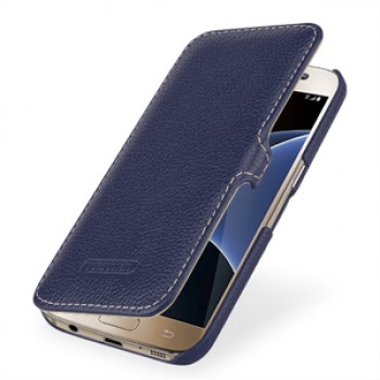 Кожаный чехол горизонтальная книжка (нат. кожа) с крепежной застежкой для Samsung Galaxy S7