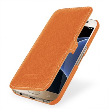 Кожаный чехол горизонтальная книжка (нат. кожа) с крепежной застежкой для Samsung Galaxy S7