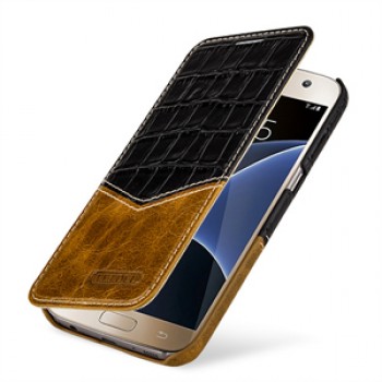 Эксклюзивный кожаный чехол горизонтальная книжка (2 вида нат. кожи) для Samsung Galaxy S7