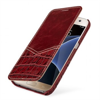 Эксклюзивный кожаный чехол горизонтальная книжка (2 вида нат. кожи) для Samsung Galaxy S7