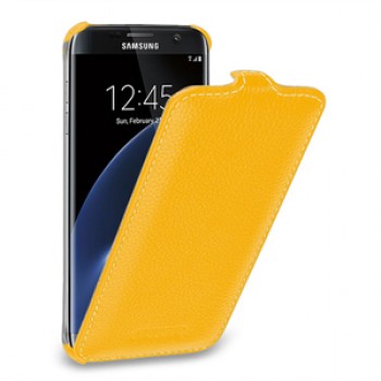 Кожаный чехол вертикальная книжка (нат. кожа) для Samsung Galaxy S7 Edge