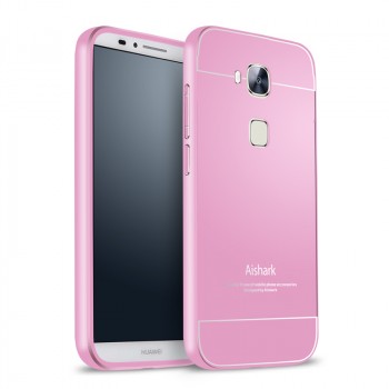 Двухкомпонентный чехол с металлическим бампером и поликарбонатной накладкой для Huawei G8 Розовый