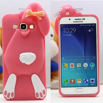 Силиконовый дизайнерский фигурный чехол для Samsung Galaxy J3 (2016) Розовый