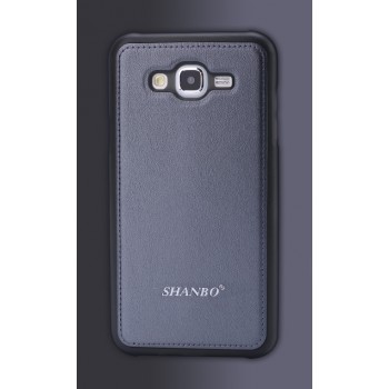 Силиконовая накладка текстура Кожа для Samsung Galaxy J3 (2016) Серый