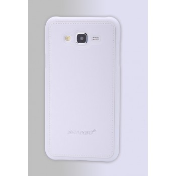 Силиконовая накладка текстура Кожа для Samsung Galaxy J3 (2016) Белый