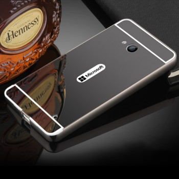 Двухкомпонентный чехол с металлическим бампером и поликарбонатной накладкой с зеркальным покрытием для Microsoft Lumia 640