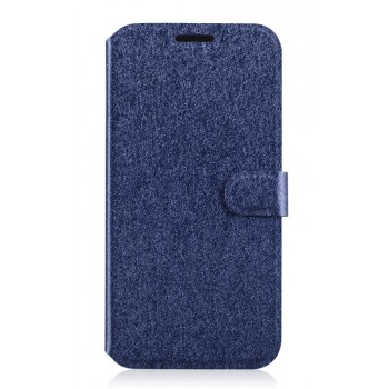 Текстурный чехол флип подставка на пластиковой основе с отделениями для карт для Samsung Galaxy Grand Prime Синий