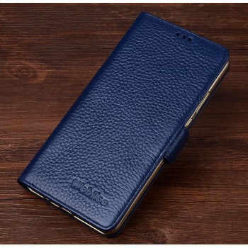 Кожаный чехол портмоне подставка (нат. кожа) с магнитной защелкой для Huawei Mate 8 Синий