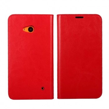 Глянцевый чехол горизонтальная книжка подставка с отделениями для карт для Microsoft Lumia 640 Красный