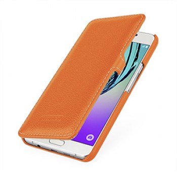 Кожаный чехол горизонтальная книжка (нат. кожа) с крепежной застежкой для Samsung Galaxy A7 (2016)