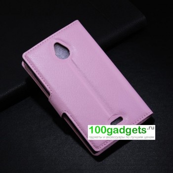 Чехол портмоне подставка с магнитной застежкой и внутренними карманами для Nokia X2 Розовый