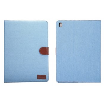 Чехол портмоне подставка с застежкой и тканевым покрытием для Ipad Pro 9.7 Голубой