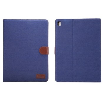 Чехол портмоне подставка с застежкой и тканевым покрытием для Ipad Pro 9.7 Синий
