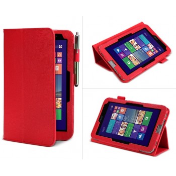 Кожаный чехол подставка с рамочной защитой экрана и поддержкой кисти для Acer Iconia W4 Красный