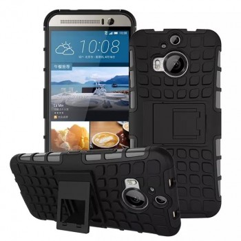 Антиударный силиконовый чехол экстрим защита с подставкой для HTC One M9+ Черный