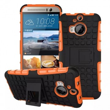 Антиударный силиконовый чехол экстрим защита с подставкой для HTC One M9+ Оранжевый