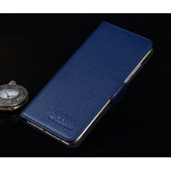 Кожаный чехол портмоне (нат. кожа) для Huawei Honor 4C Pro Синий
