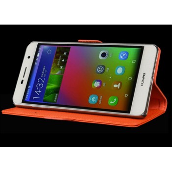 Кожаный чехол портмоне (нат. кожа) для Huawei Honor 4C Pro Оранжевый