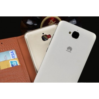 Кожаный чехол портмоне (нат. кожа) для Huawei Honor 4C Pro Бежевый