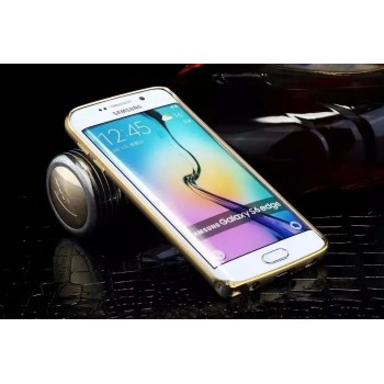 Металлический бампер с золотой окантовкой для Samsung Galaxy S6 Edge Бежевый