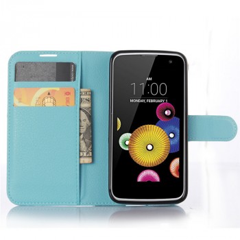 Чехол портмоне подставка с защелкой для LG K4 Голубой