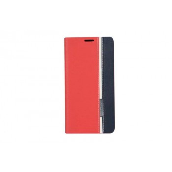Чехол флип подставка на силиконовой основе с отделением для карты с тканевым покрытием для LG K10 Красный